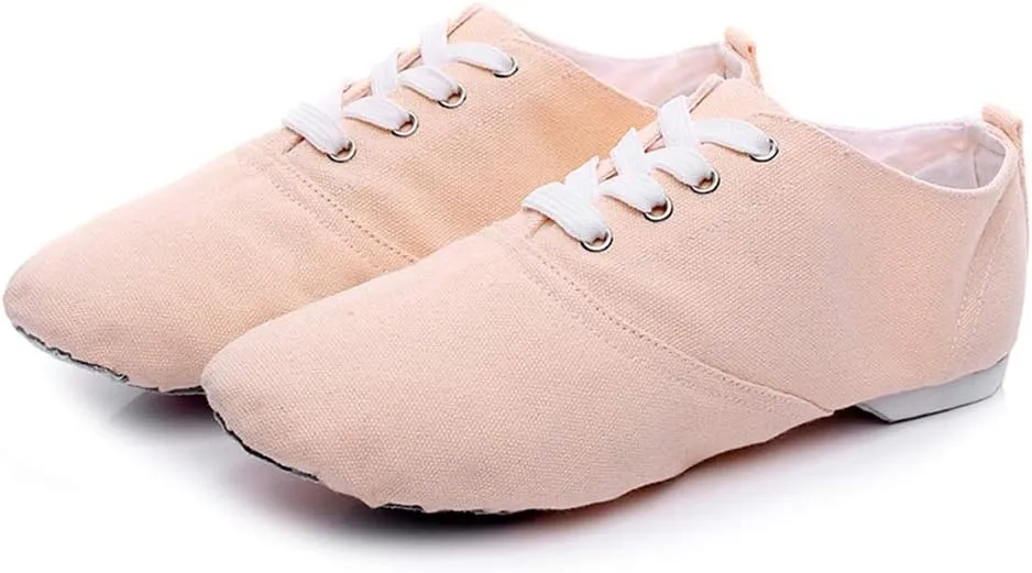 HROYL Leather/Canvas Jazz Shoes lace up Jazz Dancing Shoes,Suitable for Girls/Boys/Women/Men,Model-TJ-DBjazz