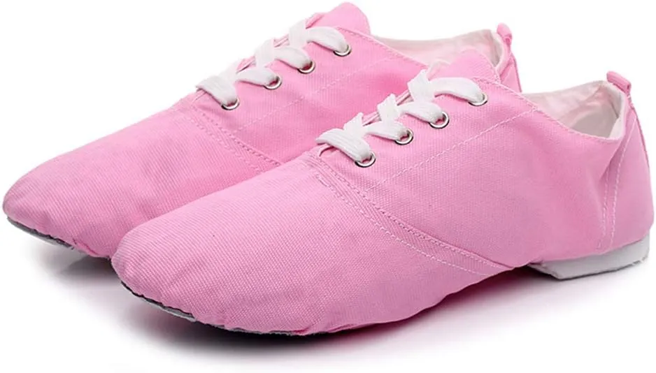 HROYL Leather/Canvas Jazz Shoes lace up Jazz Dancing Shoes,Suitable for Girls/Boys/Women/Men,Model-TJ-DBjazz