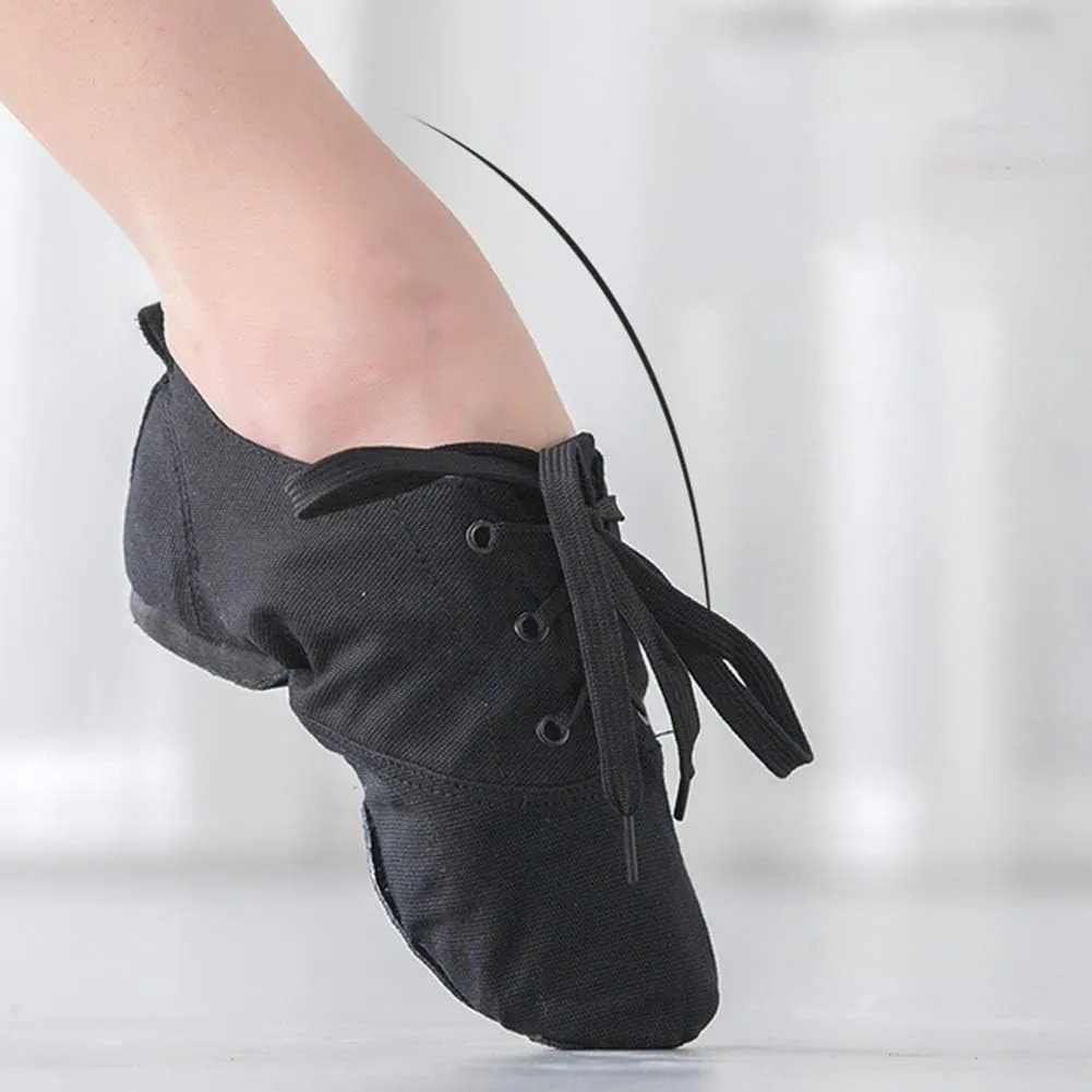 HROYL Leather/Canvas Jazz Shoes lace up Jazz Dancing Shoes,Suitable for Girls/Boys/Women/Men,Model-TJ-DBjazz