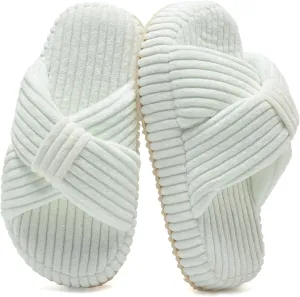IceUnicorn Girls Slippers Kids Cute Corduroy Bow Crossbands Slide Slipper Toddler Memory Foam Open Toe House Shoes for Indoor & Outdoor