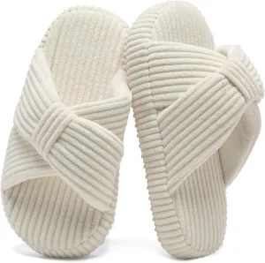 IceUnicorn Girls Slippers Kids Cute Corduroy Bow Crossbands Slide Slipper Toddler Memory Foam Open Toe House Shoes for Indoor & Outdoor