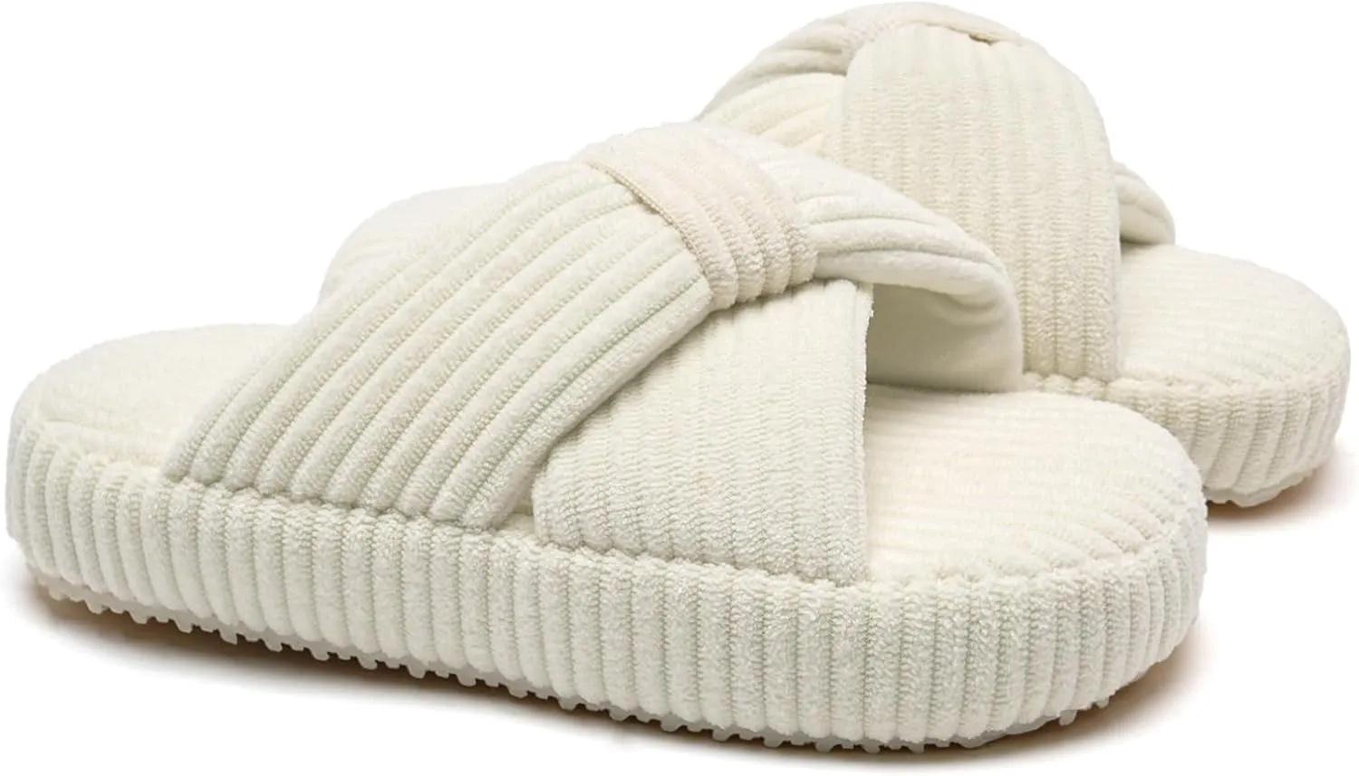 IceUnicorn Girls Slippers Kids Cute Corduroy Bow Crossbands Slide Slipper Toddler Memory Foam Open Toe House Shoes for Indoor & Outdoor