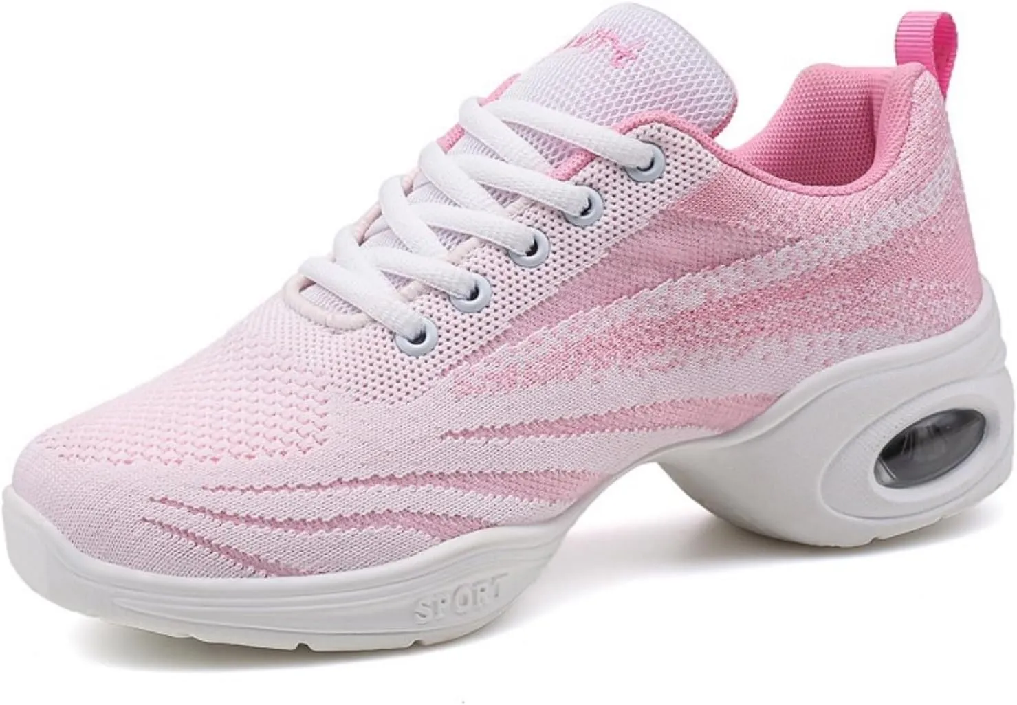 Jazz Dance Shoes with Split Sole Design Air Cushioned Lace-Up Sneakers for Professional & Walking Dance Lightweight Platform Shoes US 5-8