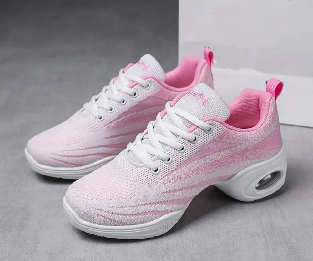 Jazz Dance Shoes with Split Sole Design Air Cushioned Lace-Up Sneakers for Professional & Walking Dance Lightweight Platform Shoes US 5-8