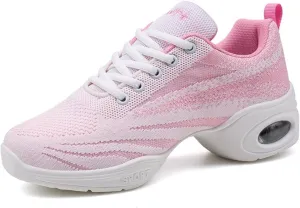 Jazz Dance Shoes with Split Sole Design Air Cushioned Lace-Up Sneakers for Professional & Walking Dance Lightweight Platform Shoes US 5-8