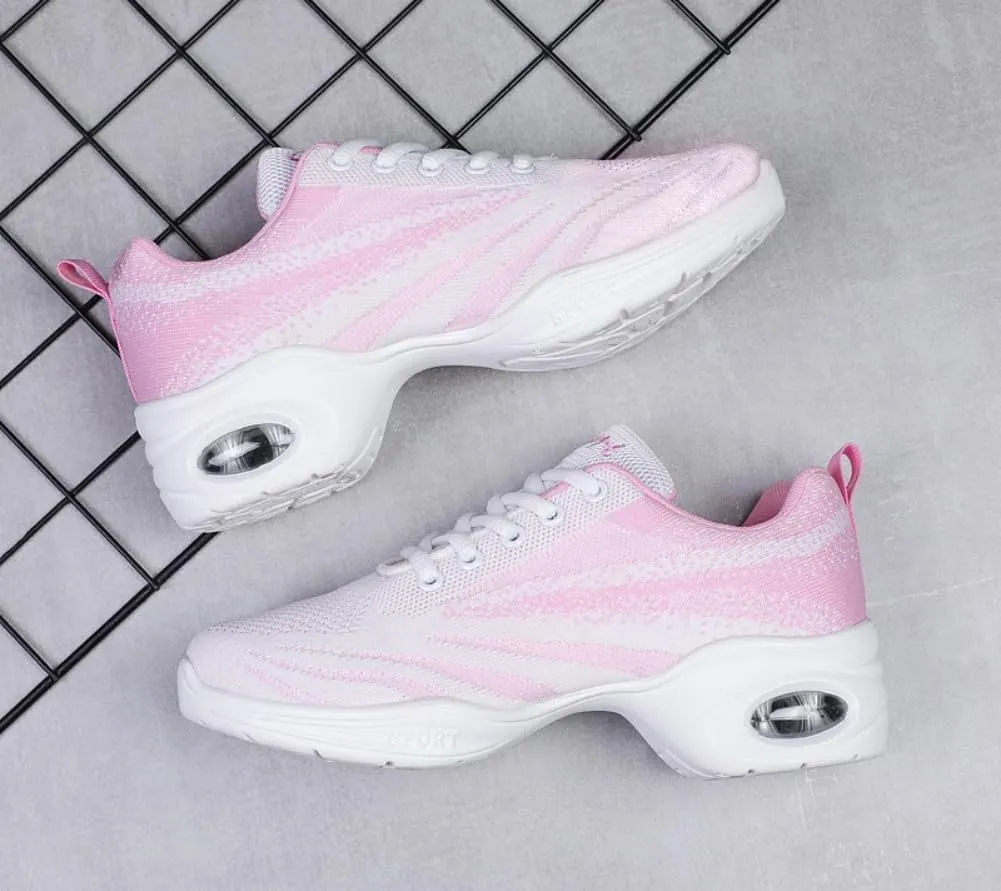 Jazz Dance Shoes with Split Sole Design Air Cushioned Lace-Up Sneakers for Professional & Walking Dance Lightweight Platform Shoes US 5-8