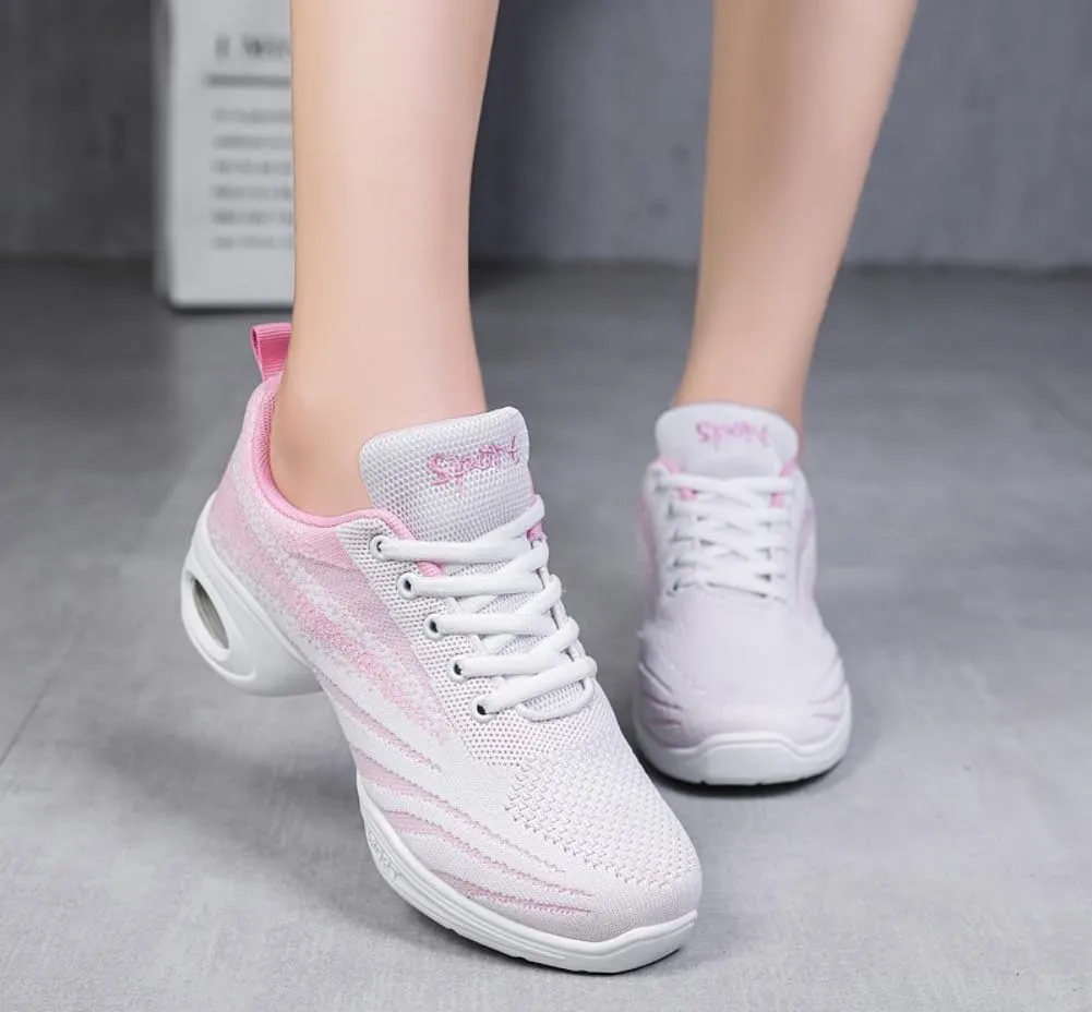 Jazz Dance Shoes with Split Sole Design Air Cushioned Lace-Up Sneakers for Professional & Walking Dance Lightweight Platform Shoes US 5-8