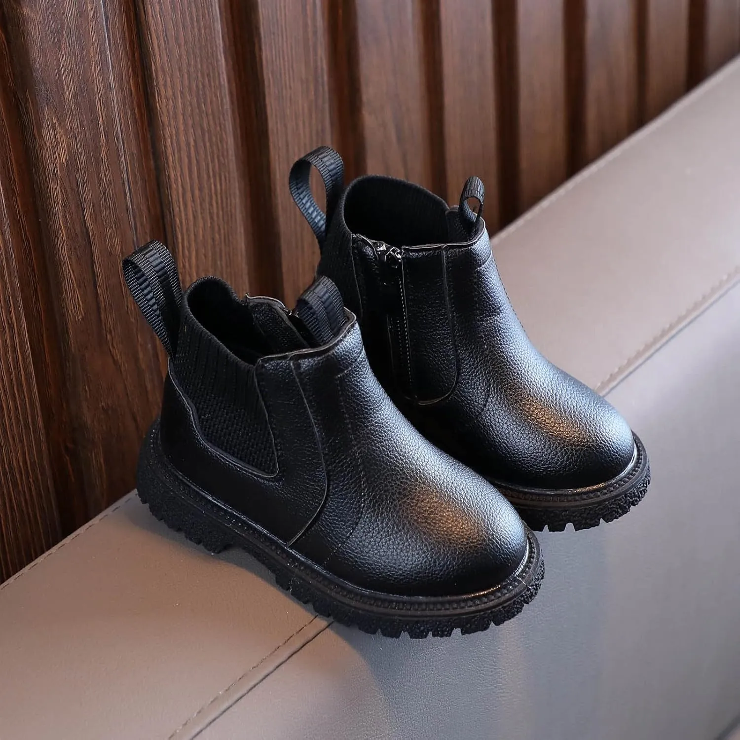 Kids Girls Ankle Bootie with Side Zipper Dress Boot Youth Toddler Waterproof Outdoor Fall Booties Leather Shoes