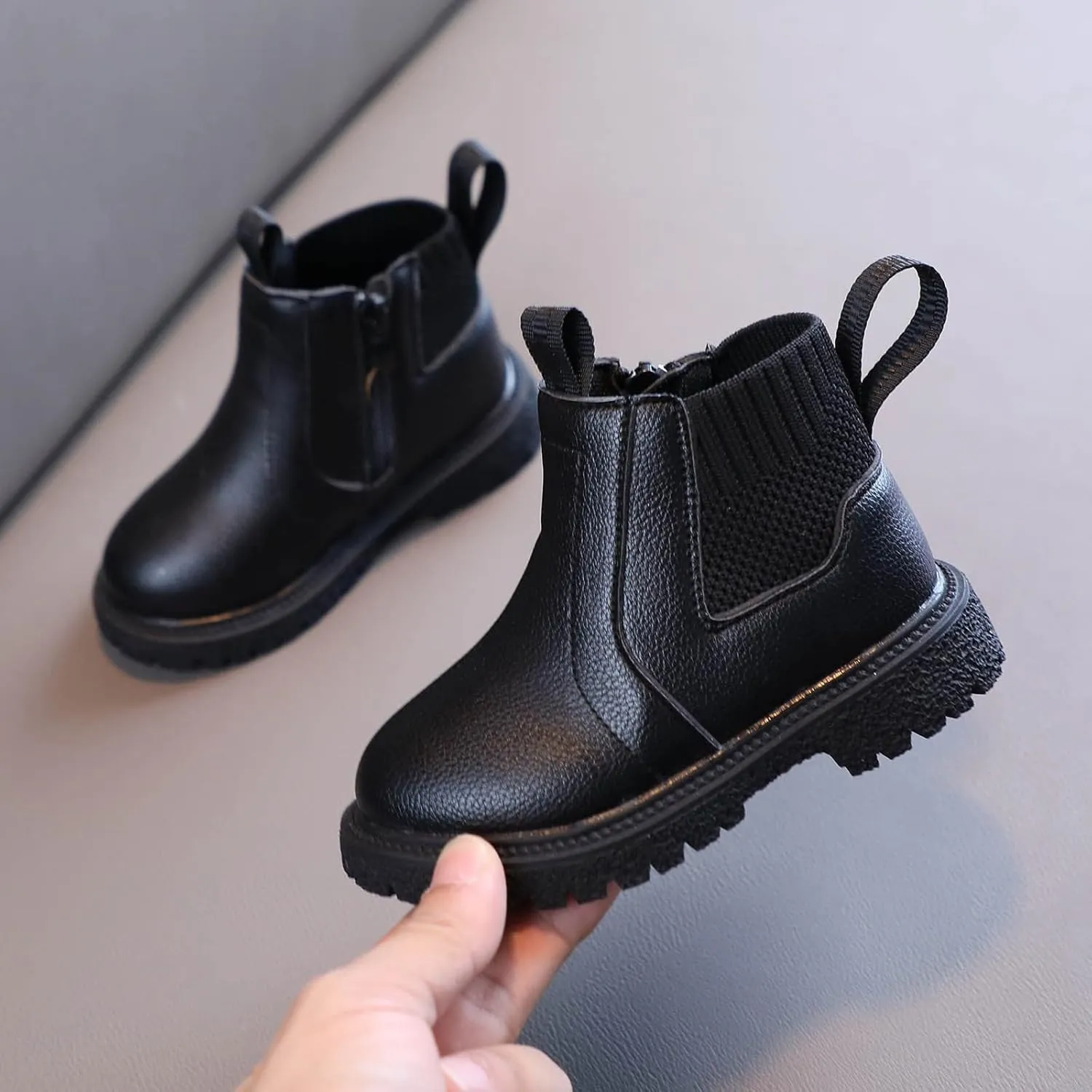 Kids Girls Ankle Bootie with Side Zipper Dress Boot Youth Toddler Waterproof Outdoor Fall Booties Leather Shoes