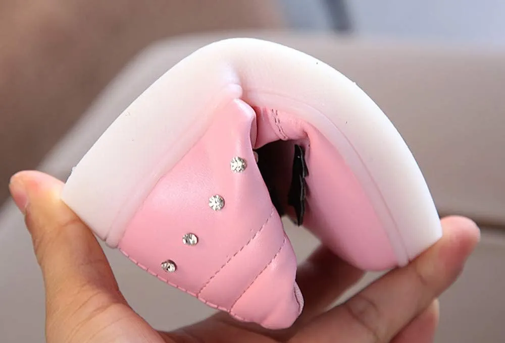 Kids LED Light Up Shoes Crystal Bowknot Boots Shiny Low-Top Sneakers for Boys Girls Child Unisex