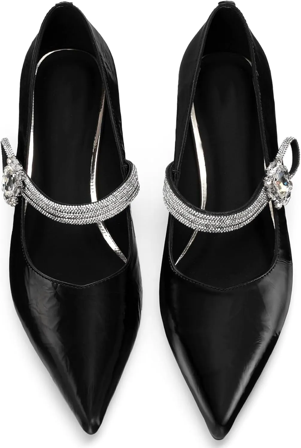 Kitten Heels Low Heels for Women Pointed Toe Pumps Rhinestone Crystal Closed Toe Dressy Comfortable Sexy Elegantes Wedding Slip On Formal Prom Sparkly 1 Inch Shoes