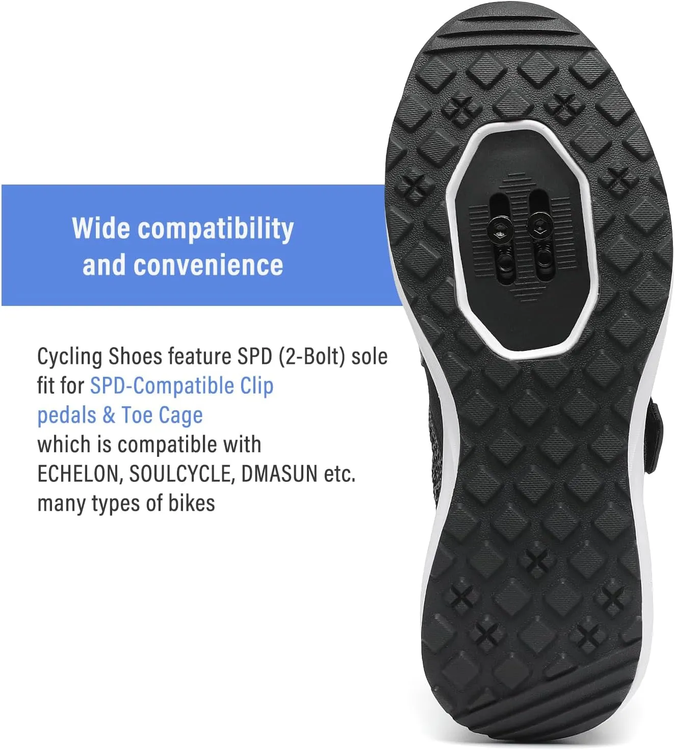 Kyedoo Men‘s Indoor Cycling Shoes Compatible with SPD Cleats, Comfortable Walkable Bike Shoes, Cleats Included