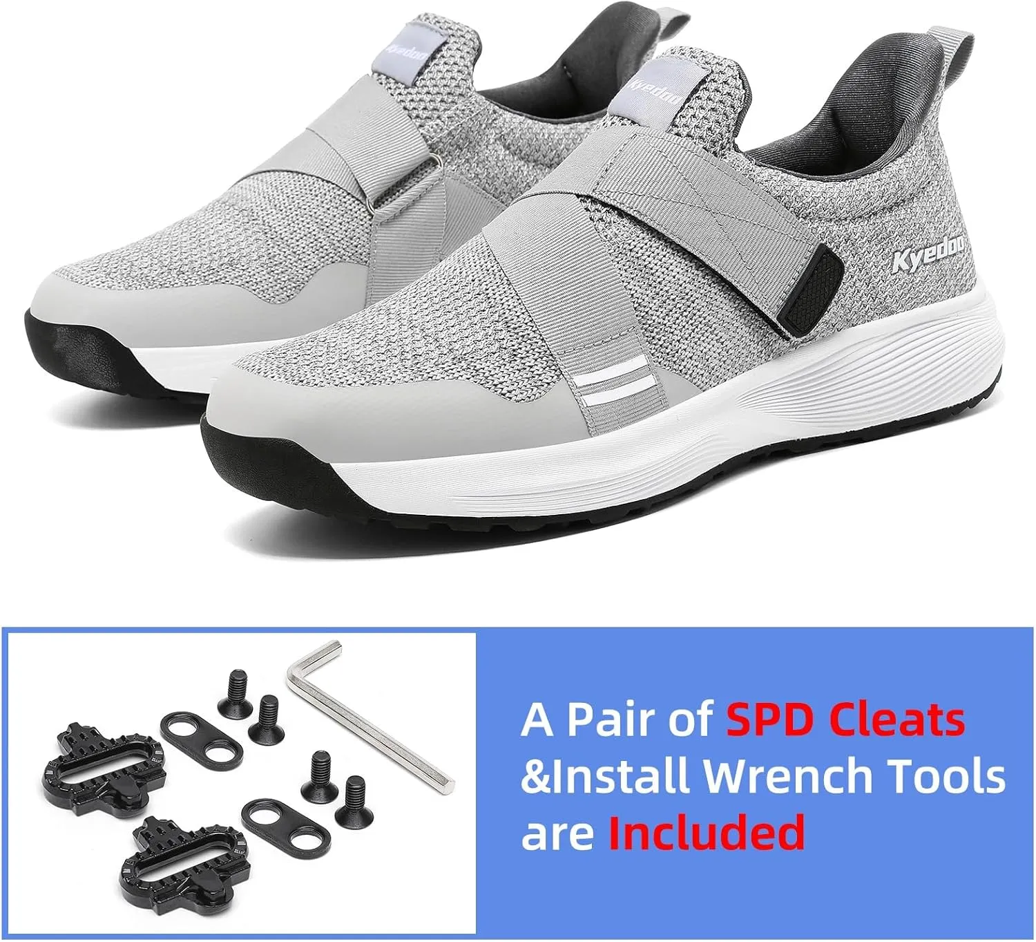 Kyedoo Men‘s Indoor Cycling Shoes Compatible with SPD Cleats, Comfortable Walkable Bike Shoes, Cleats Included