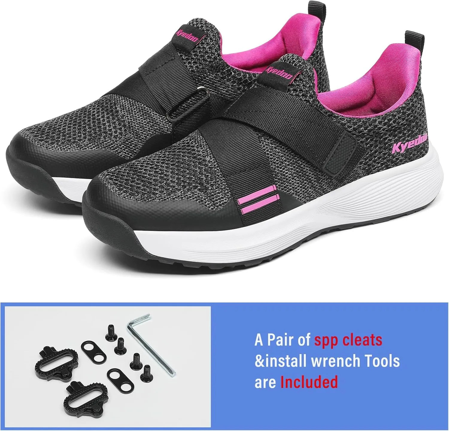 Kyedoo Men‘s Indoor Cycling Shoes Compatible with SPD Cleats, Comfortable Walkable Bike Shoes, Cleats Included
