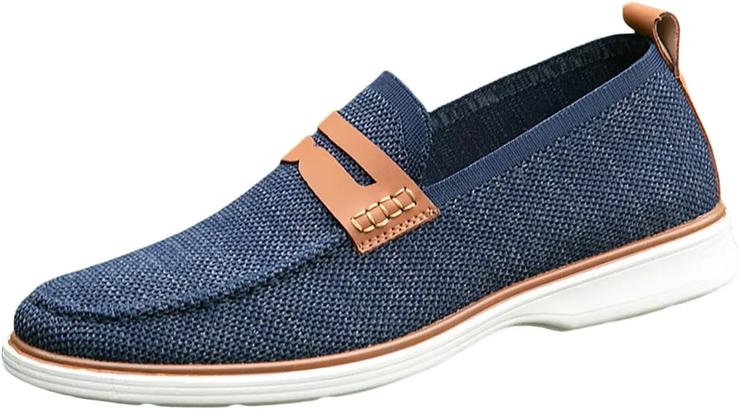 Leisure Men Four Seasons Mesh Non Slip Flat Round Toe Breathable Slip On Lazy Leisure Shoes for Men Casual No Shoelace Men's