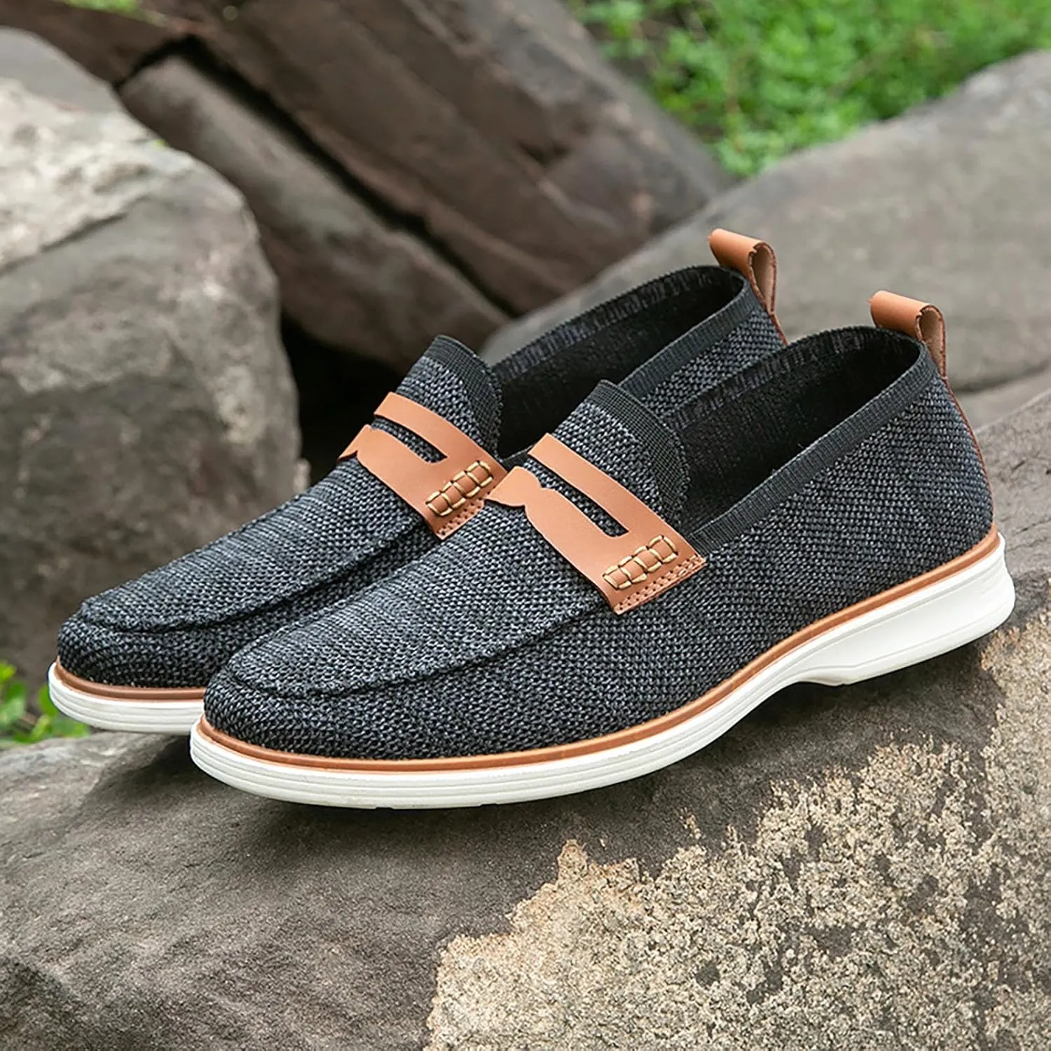 Leisure Men Four Seasons Mesh Non Slip Flat Round Toe Breathable Slip On Lazy Leisure Shoes for Men Casual No Shoelace Men's