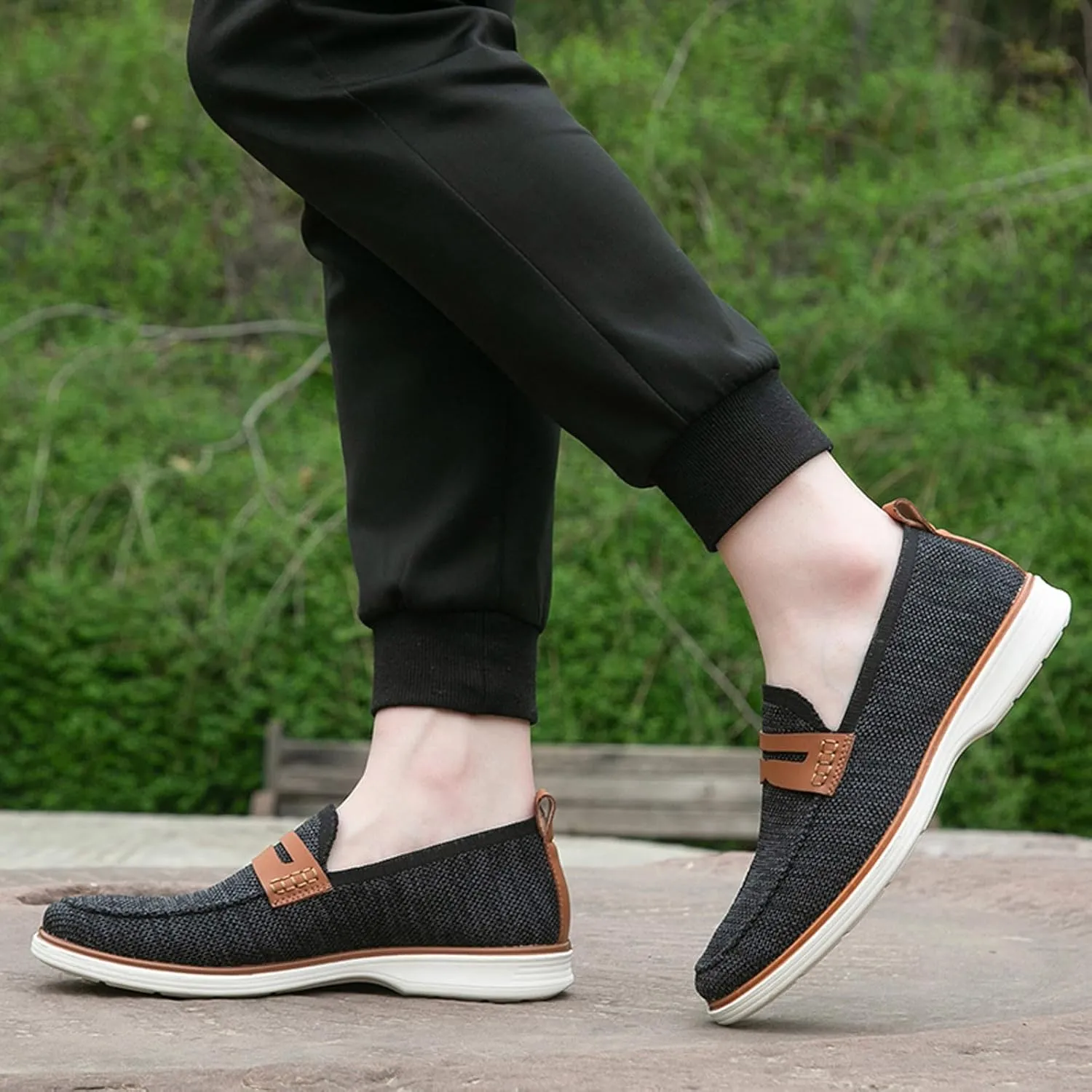 Leisure Men Four Seasons Mesh Non Slip Flat Round Toe Breathable Slip On Lazy Leisure Shoes for Men Casual No Shoelace Men's