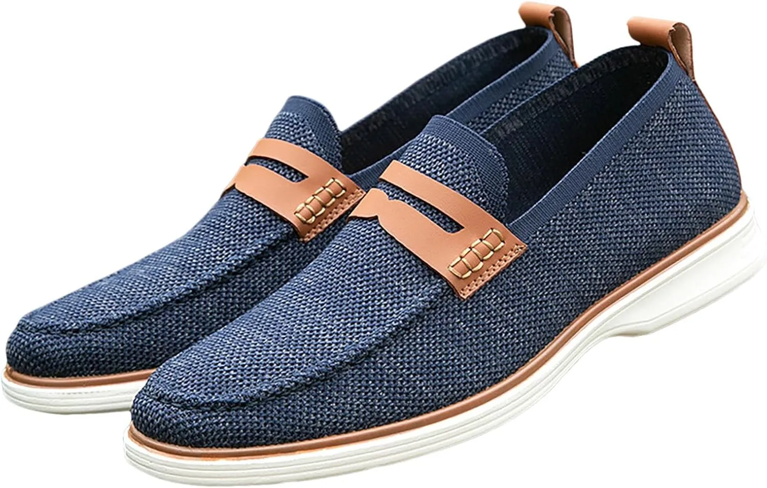 Leisure Men Four Seasons Mesh Non Slip Flat Round Toe Breathable Slip On Lazy Leisure Shoes for Men Casual No Shoelace Men's