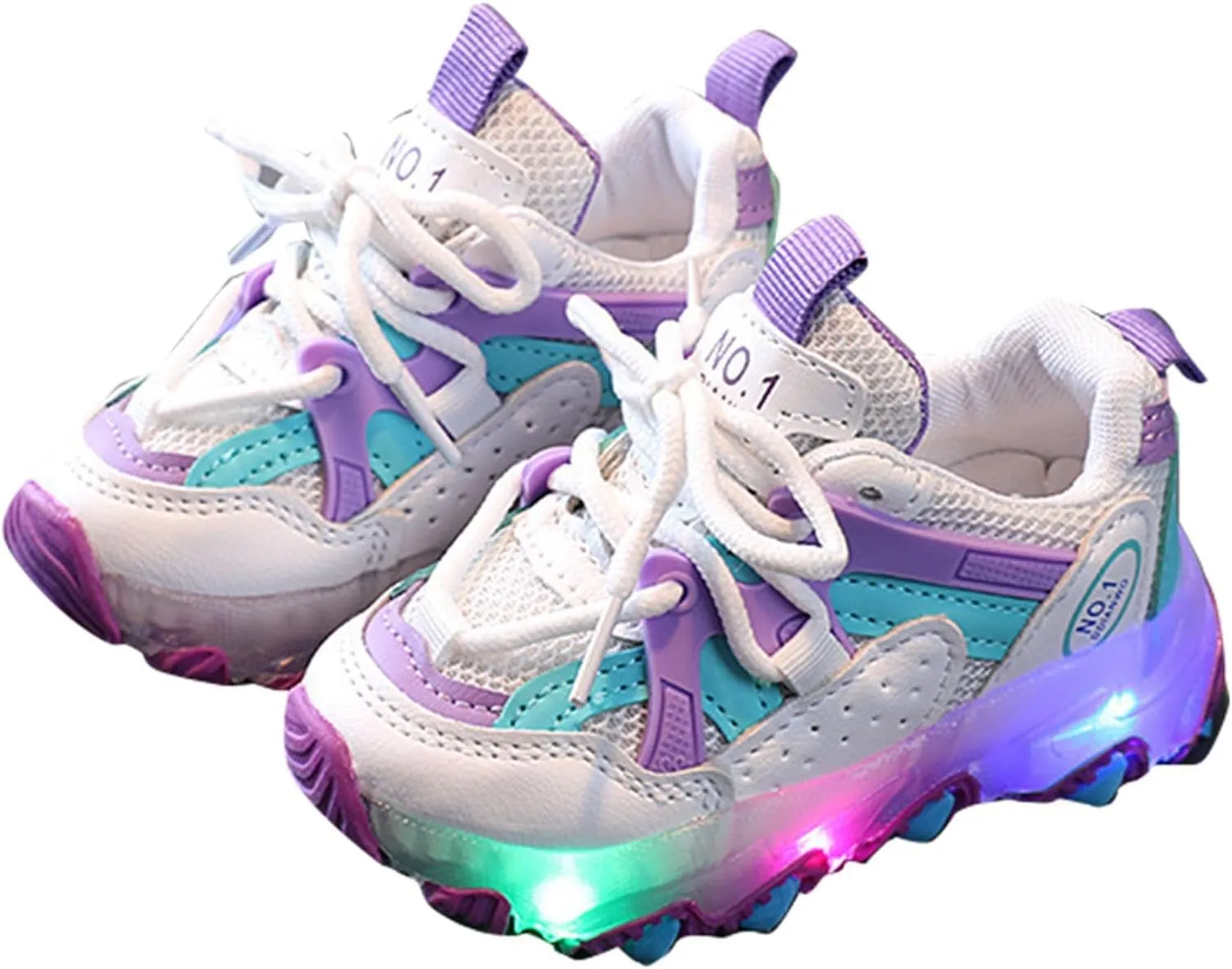Light Up Shoes Toddler Girls Boys Lightweight LED Flashing Mesh Breathable Adorable Sneakers for Toddler/Little