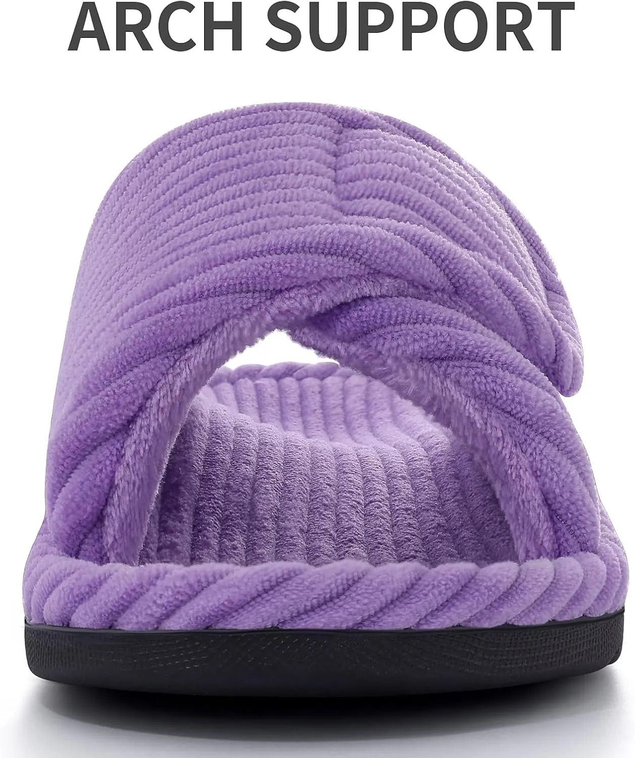 Litfun Orthopedic House Slippers for Women Adjustable Arch Support Indoor Slippers Open Toe Corduroy Bedroom Shoes