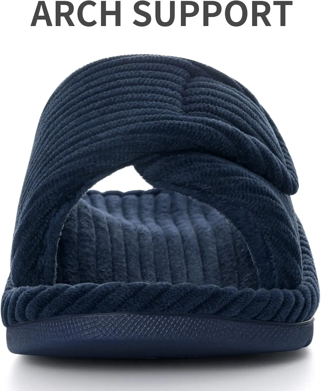 Litfun Orthopedic House Slippers for Women Adjustable Arch Support Indoor Slippers Open Toe Corduroy Bedroom Shoes