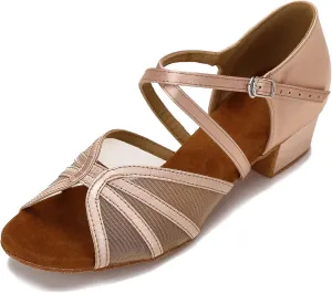 Low Heel Ballroom Dance Shoes Women Latin Salsa Practice Dancing Shoes 1.5 Inch Heel ZB14