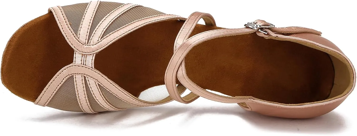 Low Heel Ballroom Dance Shoes Women Latin Salsa Practice Dancing Shoes 1.5 Inch Heel ZB14