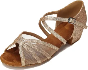 Low Heel Ballroom Dance Shoes Women Latin Salsa Practice Dancing Shoes 1.5 Inch Heel ZB14