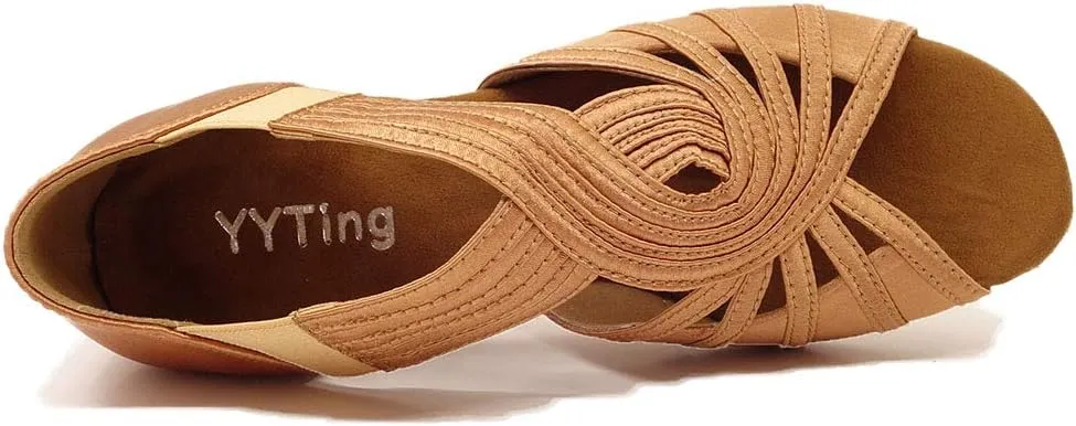 Low Heel Women Ballroom Dance Shoes Salsa Batchata Social Beginner Practice Wedding Dancing 1.5in Heels YT04