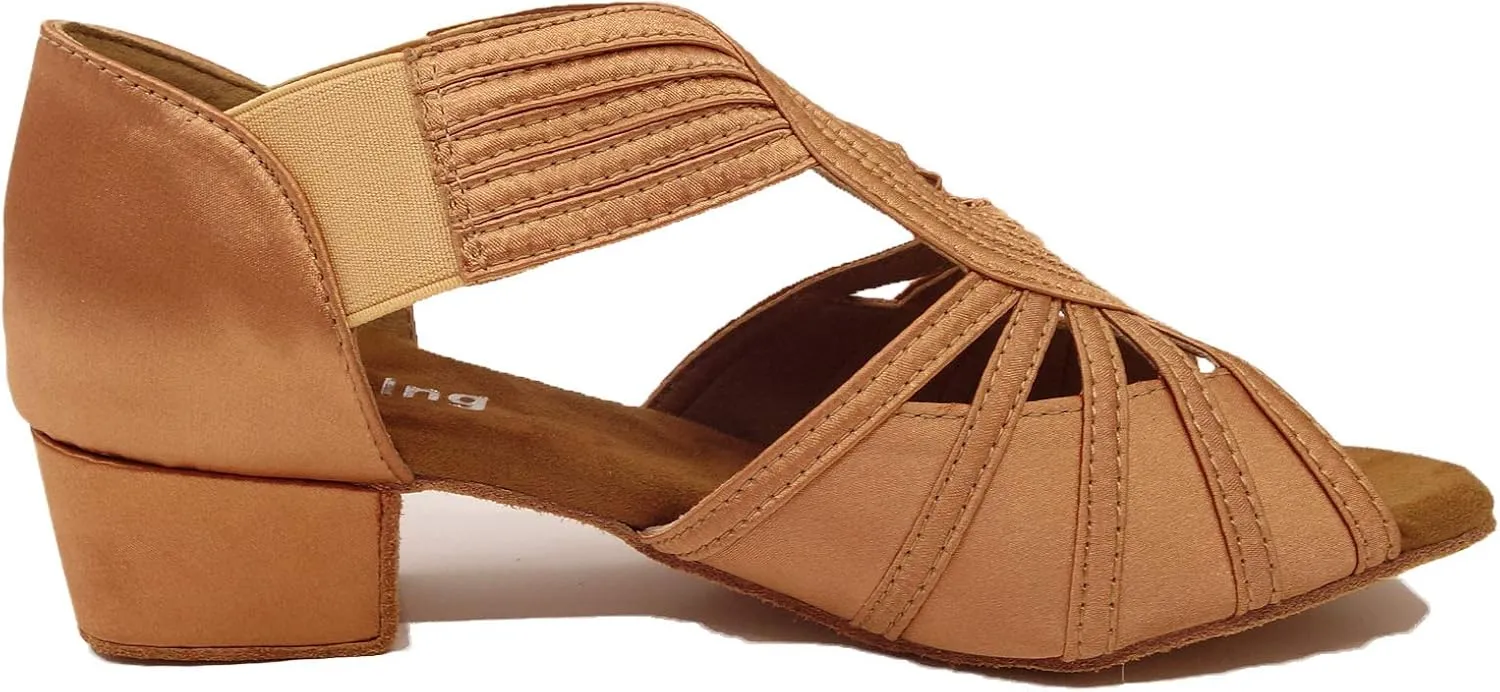 Low Heel Women Ballroom Dance Shoes Salsa Batchata Social Beginner Practice Wedding Dancing 1.5in Heels YT04
