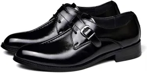 Men Casual Leather Oxfords Business Monk Strap Slip On Work Driving Loafers Walking Shoes Buckle Boat Moccasins