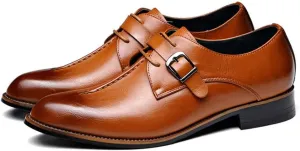 Men Casual Leather Oxfords Business Monk Strap Slip On Work Driving Loafers Walking Shoes Buckle Boat Moccasins