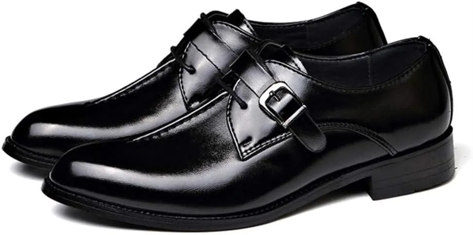 Men Casual Leather Oxfords Business Monk Strap Slip On Work Driving Loafers Walking Shoes Buckle Boat Moccasins