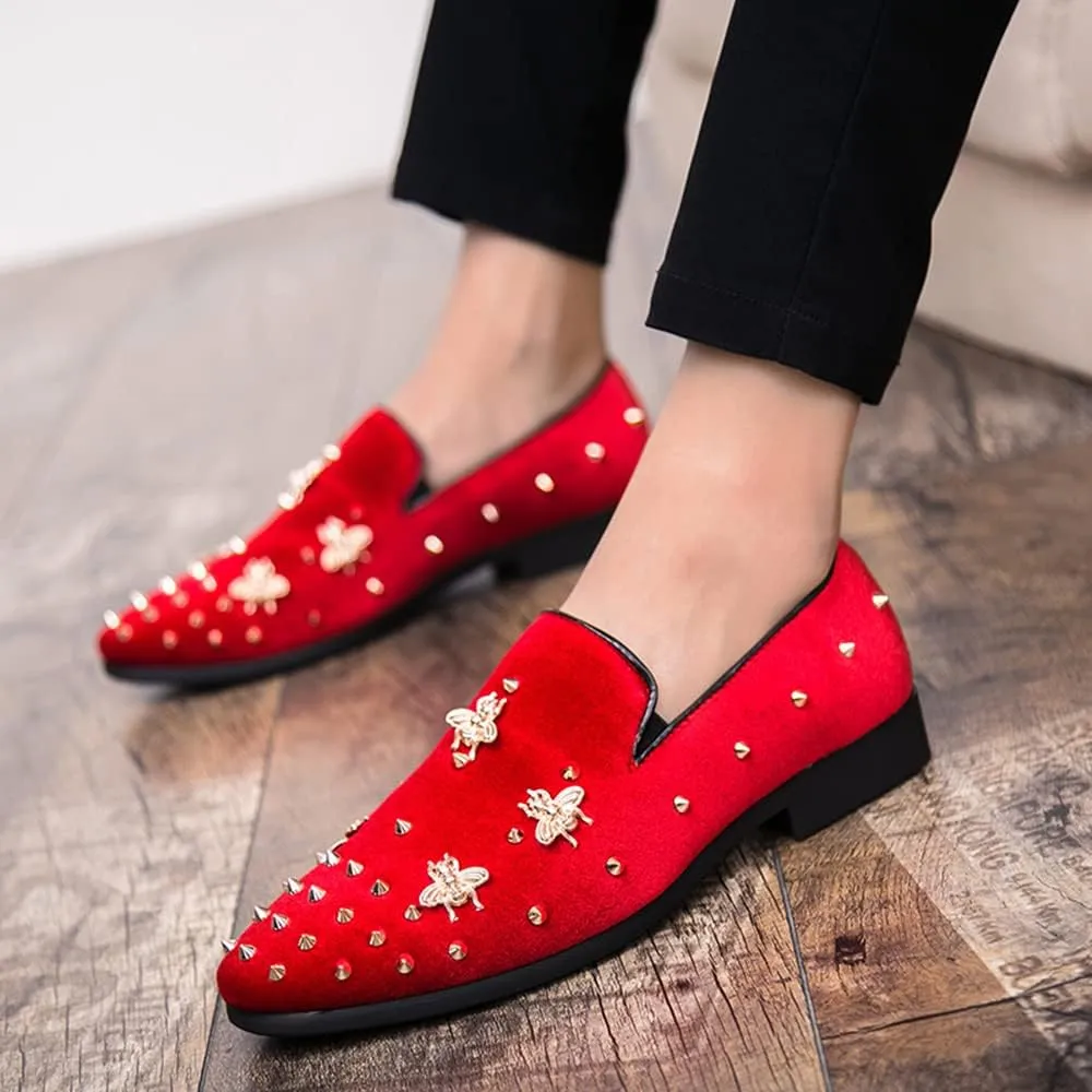 Men Slip-On Loafers Velvet Leather Oxfords Luxury Party Dress Shoes Nightclub Shoes