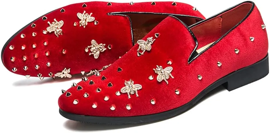 Men Slip-On Loafers Velvet Leather Oxfords Luxury Party Dress Shoes Nightclub Shoes