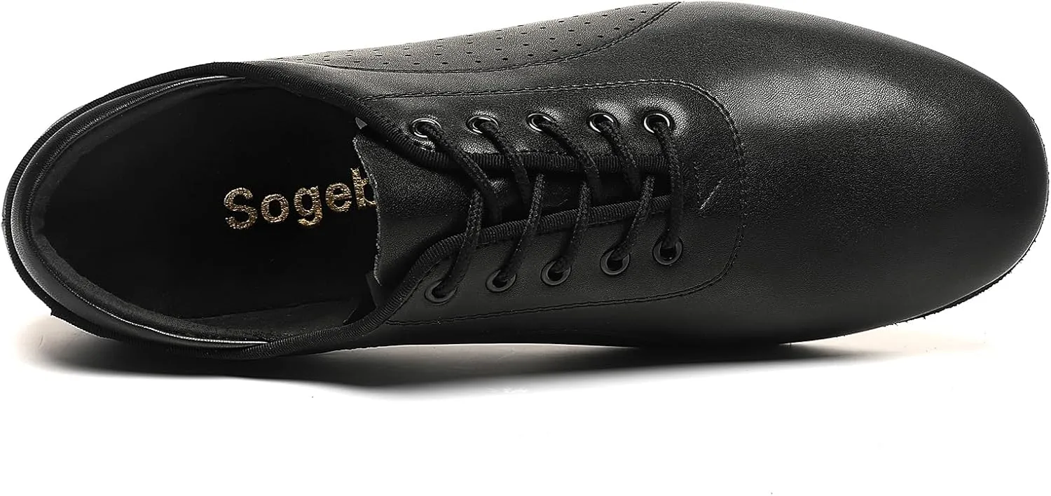 Men's Ballroom Dance Shoes Latin Salsa Dancing Black Breathable Leather Character Shoes