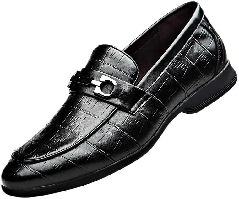 Men's Breathable Leather Oxfords Shoes Mens Slip On Pointed Toe Classic Formal Business Dress Shoes