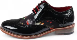 Men's Butterfly Print Patent Leather Brogue Shoes - Julius