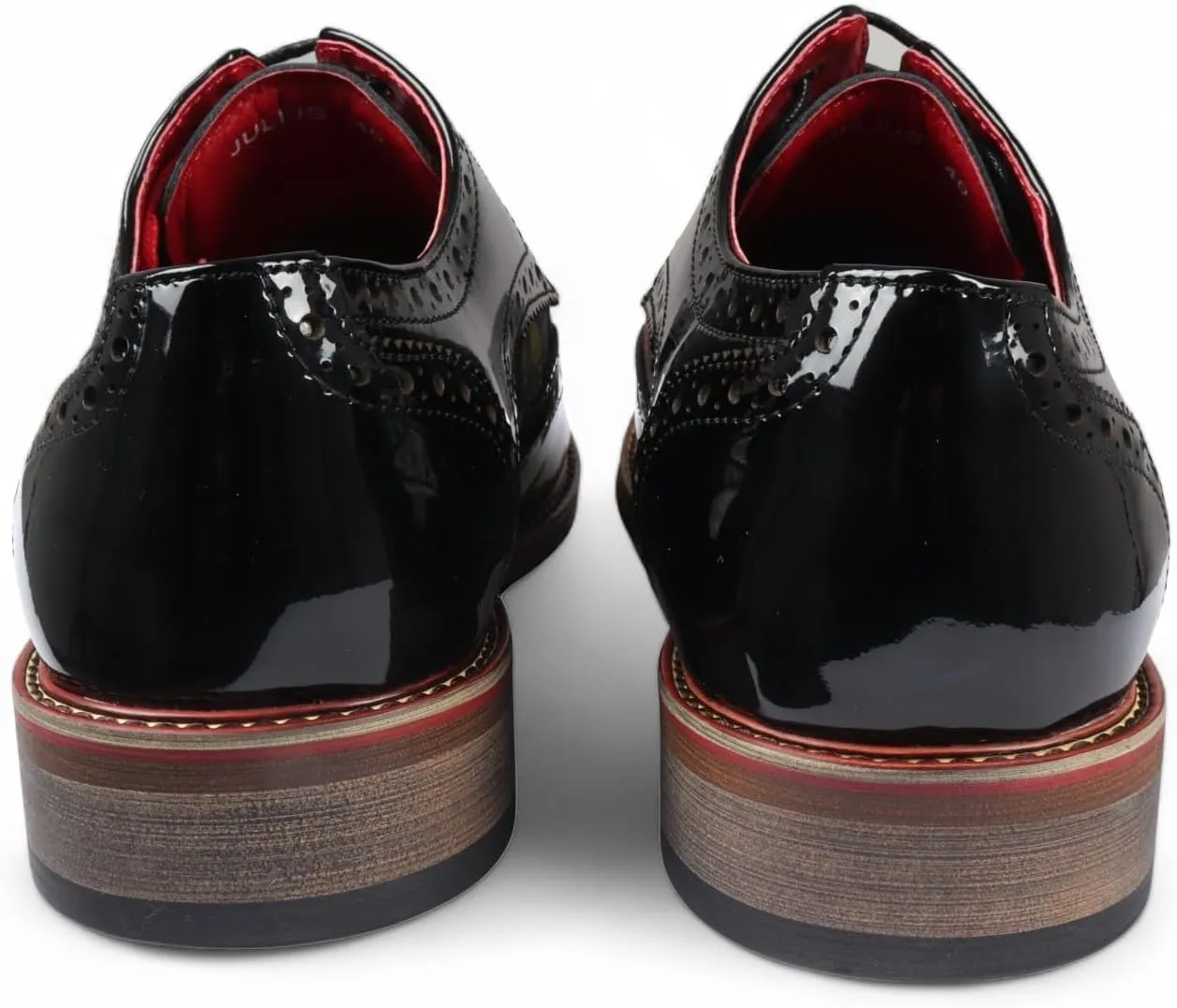 Men's Butterfly Print Patent Leather Brogue Shoes - Julius