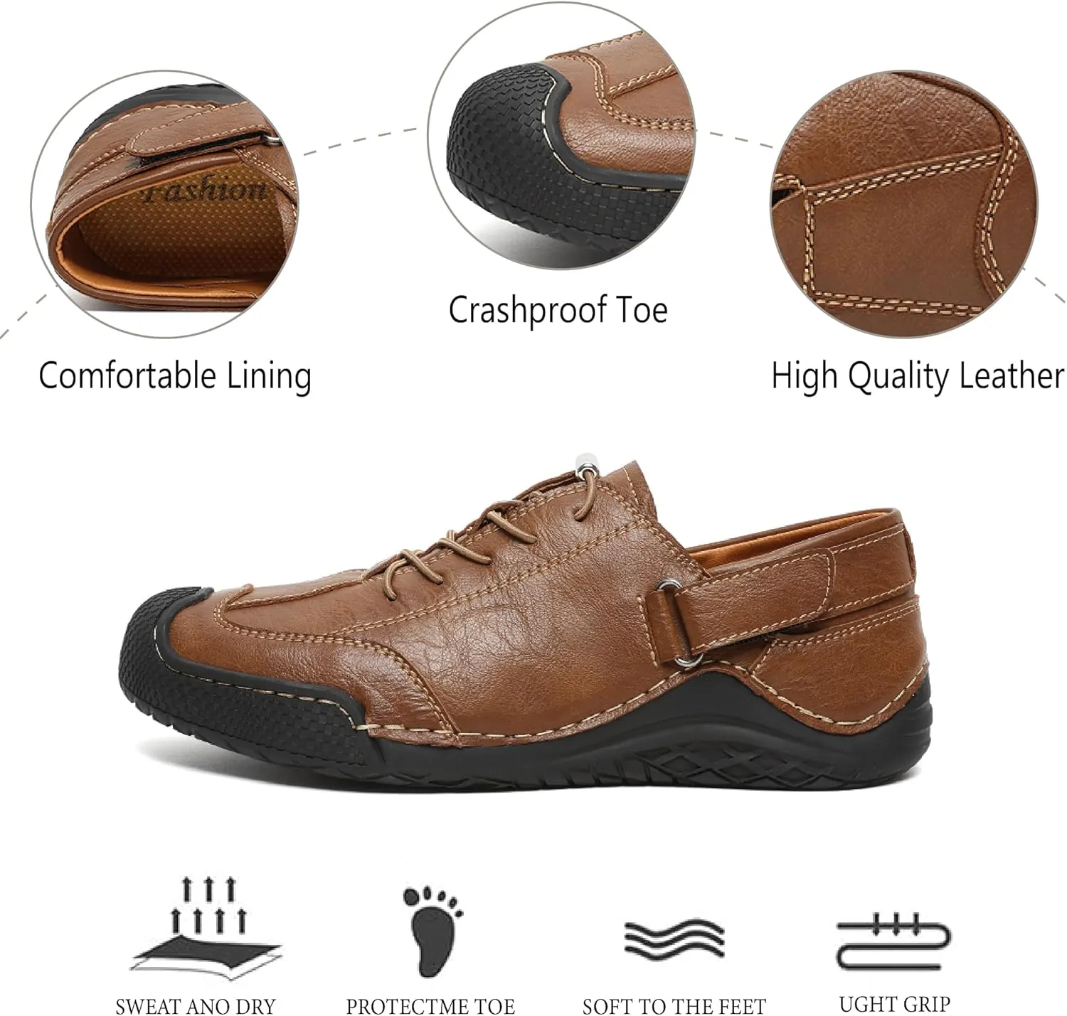 Mens Casual Business Shoes Lightweight Comfortable Loafers Leather Oxfords Non-Slip Walking Driving