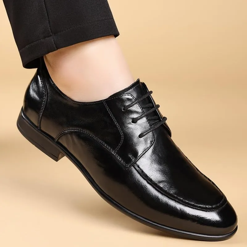 Men's Classic Patent Leather Oxfords Shoes Mens Breathable Pointed Toe Lace Up Casual Dress Shoes