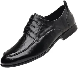 Men's Classic Patent Leather Oxfords Shoes Mens Breathable Pointed Toe Lace Up Casual Dress Shoes