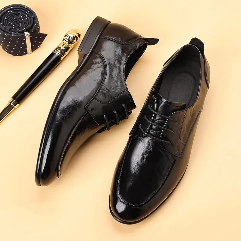 Men's Classic Patent Leather Oxfords Shoes Mens Breathable Pointed Toe Lace Up Casual Dress Shoes