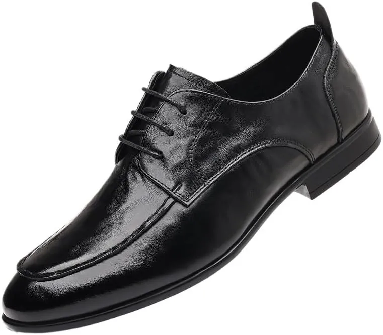 Men's Classic Patent Leather Oxfords Shoes Mens Breathable Pointed Toe Lace Up Casual Dress Shoes
