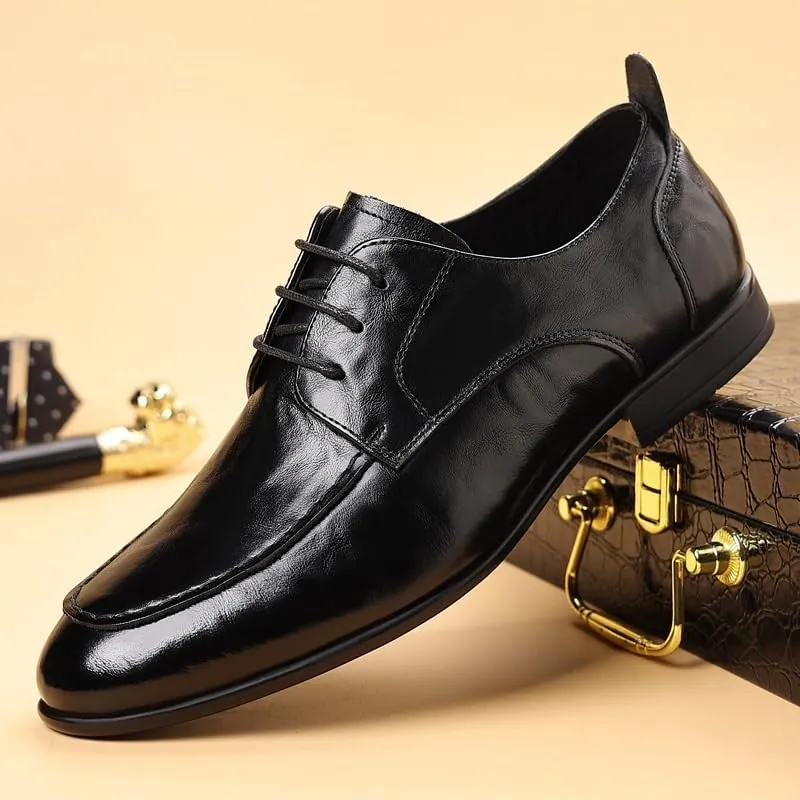 Men's Classic Patent Leather Oxfords Shoes Mens Breathable Pointed Toe Lace Up Casual Dress Shoes