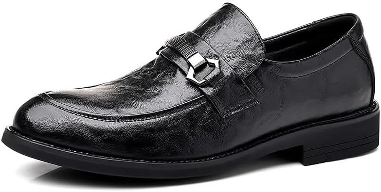 Men’s Comfortable Dress Shoes Mens Non-Slip Breathable Leather Brogue Shoes Classic Office Derby Shoes(7.5)