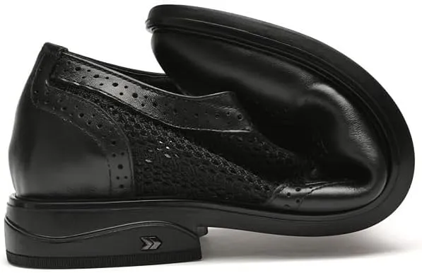 Mens Derby Shoes Summer Breathable Leather Oxfords Shoes Business Wedding Dress Shoes(8.5)