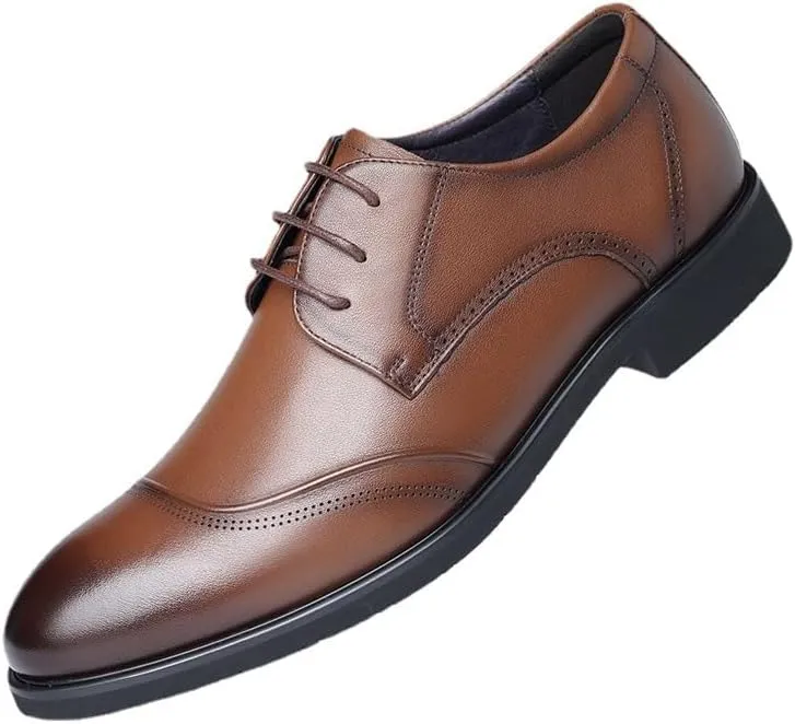 Men's Dress Shoes Breathable Leather Wingtip Brogue Modern Leather Formal Business Oxfords Shoes for Men