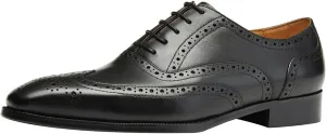 Mens Dress Shoes Leather Oxfords Wingtip Brogue Tuxedo Business Casual Wedding Shoes for Men