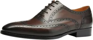 Mens Dress Shoes Leather Oxfords Wingtip Brogue Tuxedo Business Casual Wedding Shoes for Men